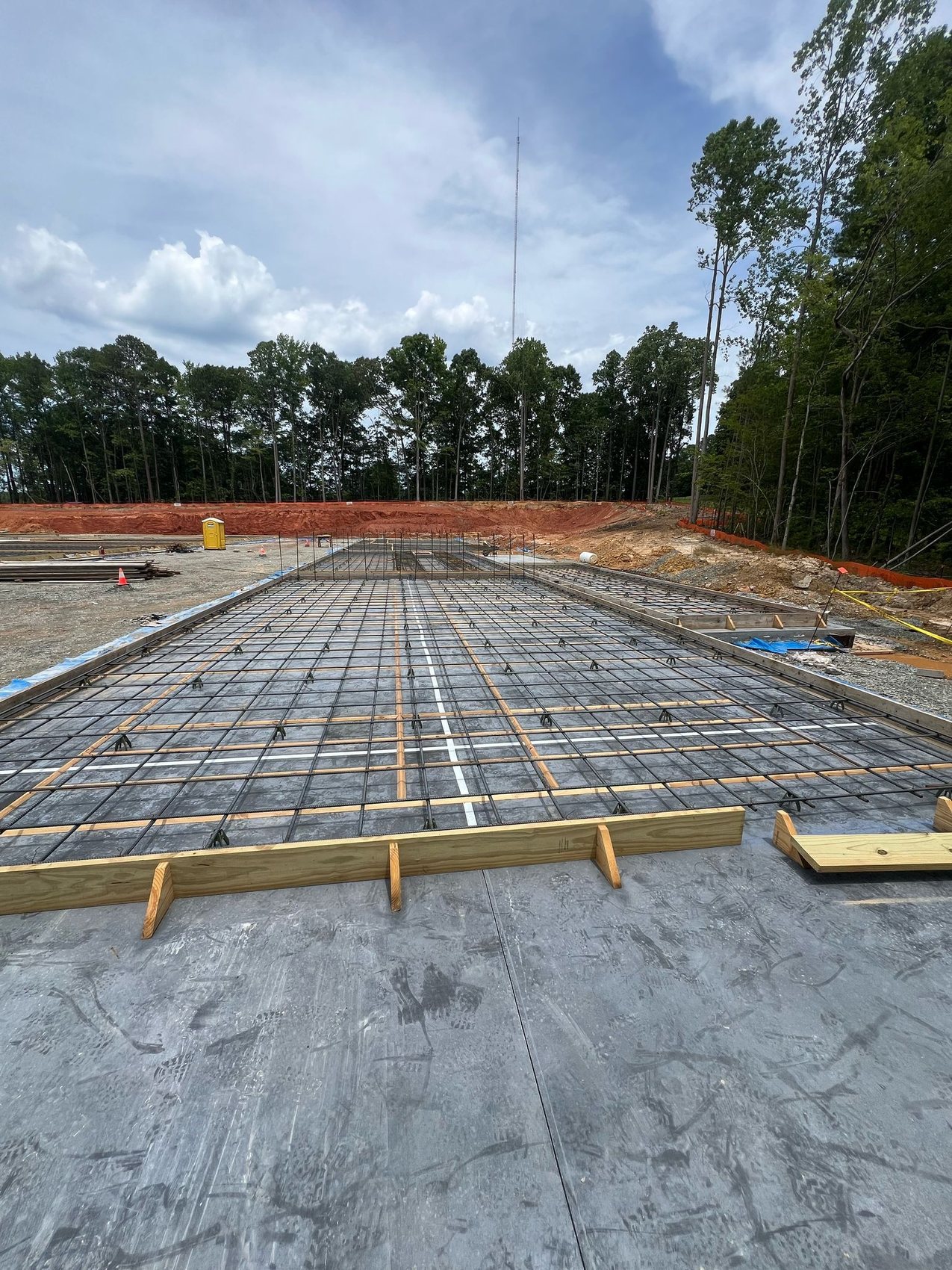 Long-format tilt-up panel slab tied and formed at Cash Corporate, Apex NC